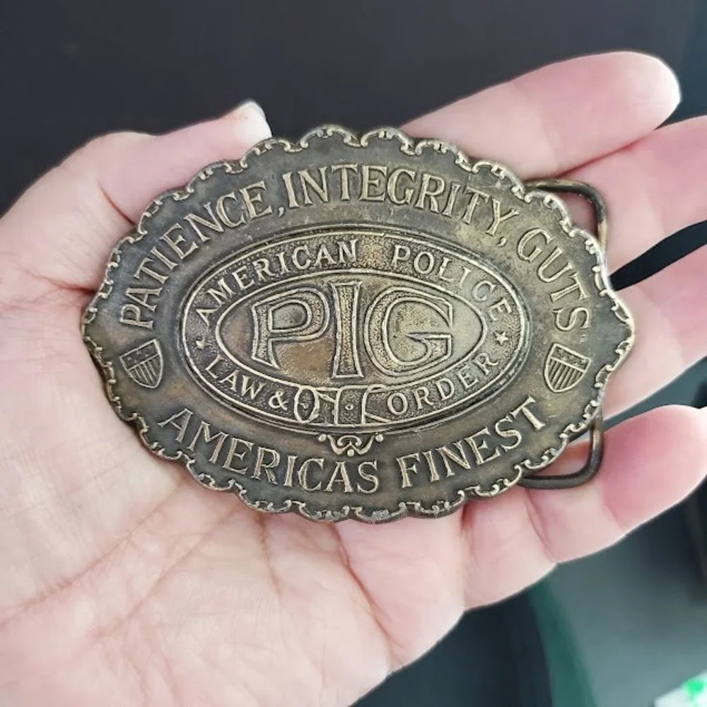 VTG Capt Hawks Sky Patrol American Police PIG Belt Buckle Law and Order Brass